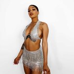 Sexy Rhinestone Club Dress Manufacturer - OEM/ODM Novance 2023 Diamond Crystal Fringe 2 Pcs Coverups