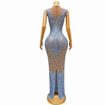 Formal Maxi Dress Manufacturer - OEM/ODM Novance Y4610 Wholesale Rhinestone Slit Elegant Sleeveless