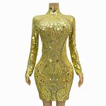 Mirror-like Sequins Dress Factory - OEM/ODM Novance Y4147 Hot Trending Wedding Cocktail Gold Dresses