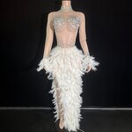 New Fashion 2025 Dress Factory - OEM/ODM Novance Y4717 Trending Clothing Women Party White Feathers