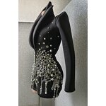 Evening Dresses Manufacturer - OEM/ODM NOVANCE High Neck Glittering Crystals with Shoulder Pad