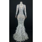 Shipping Dropship Dress Factory - OEM/ODM NOVANCE Sparkling Diamonds Sexy Slit Long Gray Color