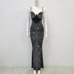 See Through Dress Manufacturer - OEM/ODM NOVANCE Trendy 2023 Black Tassels Shiny Diamonds Bridesmaid