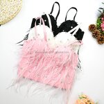 Christmas Tassel Top Factory - OEM/ODM Novance Beads Pink Feather Suspenders Inner Bottoming Short