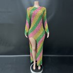 Rhinestone Evening Dress Factory - OEM/ODM Novance Y3285 Colorful Shining Long Sleeve Sexy