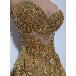 Backless Club Dress Manufacturer - OEM/ODM Novance Y10 Sexy Golden Rhinestones Sequins Dance Costume