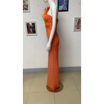New Arrivals Dress Manufacturer - OEM/ODM NOVANCE 2023 Elegant Feather Unique Orange Bling Sequins