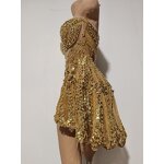 Backless Club Dress Manufacturer - OEM/ODM Novance Y10 Sexy Golden Rhinestones Sequins Dance Costume