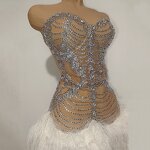 Strapless Sexy Dress Factory - OEM/ODM Novance Y5 Hot Selling Shiny Rhinestones White Feathers Hem