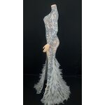 Shipping Dropship Dress Factory - OEM/ODM NOVANCE Sparkling Diamonds Sexy Slit Long Gray Color