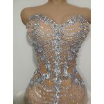 Strapless Sexy Dress Factory - OEM/ODM Novance Y5 Hot Selling Shiny Rhinestones White Feathers Hem
