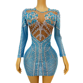 Mini Club Dress Manufacturer - OEM/ODM NOVANCE Elegant 2023 Sexy Dazzling Diamonds Blue