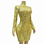 Mirror-like Sequins Dress Factory - OEM/ODM Novance Y4147 Hot Trending Wedding Cocktail Gold Dresses