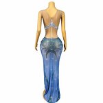 Trending Clothes Manufacturer - OEM/ODM Novance Y5353 Sparkly Rhinestones Blue Evening Gown Side Slit