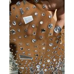 Sheer Dress Factory - OEM/ODM NOVANCE Shiny Diamonds Mirror Sequins Short Brown