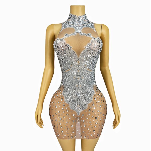 Top Selling Products Factory - OEM/ODM Novance Y4428 2025 Silver Rhinestones Club Fashion Mesh Halter