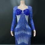 Evening Party Dress Manufacturer - OEM/ODM Novance Y5045 Blue Rhinestones Tassels Elegant Fashion