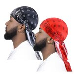 Durags Manufacturer - Amoeba Pattern Two Pieces/Set Silky Hip-Hop Headwraps