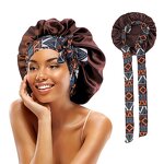 Hair Bonnets Factory - Custom Logo Bohemian Pattern Satin Bonnet Polyester
