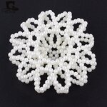 Hair Snood Supplier - Pearl Beaded Elastic Crochet Hairnet Ballet Bun Covers