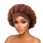 African Head Wraps Supplier - Hair Plain Stretchy Big Braid Turban Cap