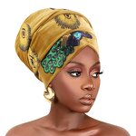 Velvet Head Scarf Supplier - Peacock Patterns Stretch Warm Turban for Women
