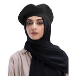 Hijab Cover Factory - Women Long Scarf with Wool Beret Hat Instant Wrap