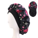 Satin Hair Wrap Manufacturer - Double Layer with Flower Pattern Elastic Women's