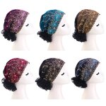 Turban Hat Manufacturer - Women Lace Flower Muslim Islamic African Pearl