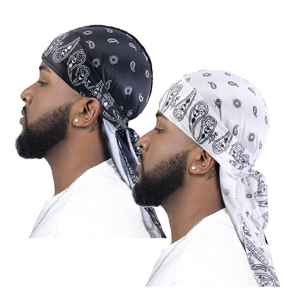 Durags Manufacturer - Amoeba Pattern Two Pieces/Set Silky Hip-Hop Headwraps