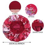 Satin Hair Wrap Manufacturer - Double Layer with Flower Pattern Elastic Women's