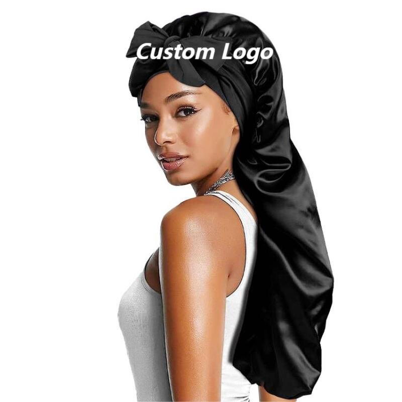 Satin Bonnets Manufacturer - High Quality Custom Logo Long Size Adjustable Tie