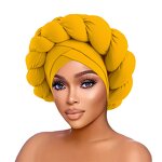 African Head Wraps Supplier - Hair Plain Stretchy Big Braid Turban Cap