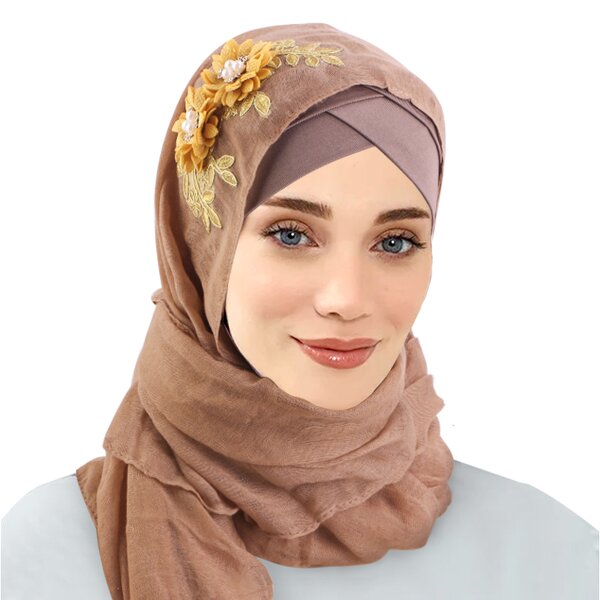 Head Wrap Supplier - News Sequin Flower Decorative Muslim Twist Turban