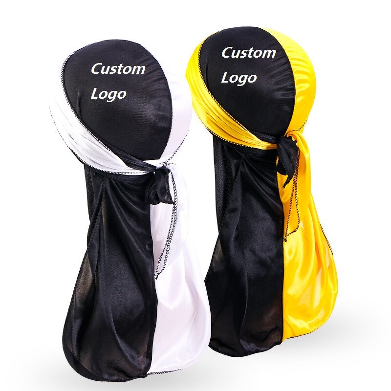 Du Rags Supplier - Color Blocking Two Pieces/Set Custom Logo Soild Silky
