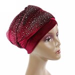 Turban Caps Manufacturer - Rhinestone Velvet African Wrap Headscarf Chemo