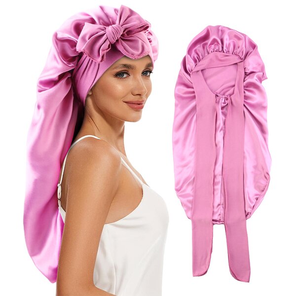 Sleeping Cap Manufacturer - Custom Logo Luxury Adult Long Hair Satin with Tie