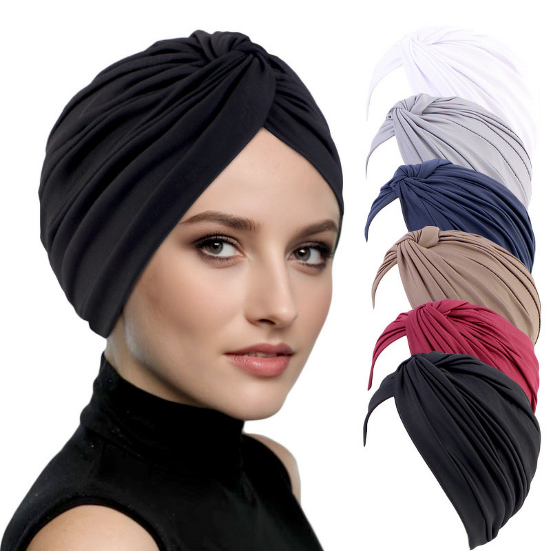 Twist Turban Supplier - Summer Breathable Polyester Plain Color Chemo Cap