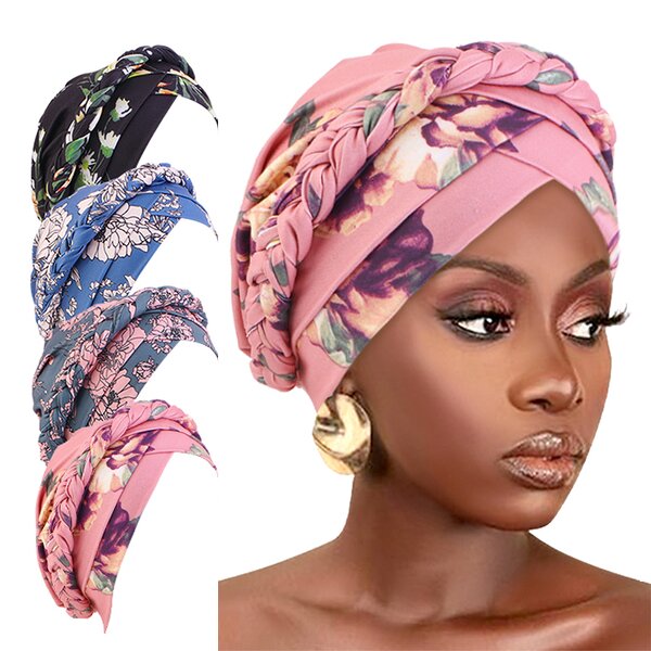Head Wrap Supplier - Luxury Ethnic Bohemia Floral Printing Handmade Braid