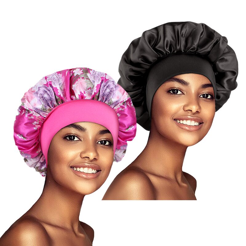 Sleep Bonnets Supplier - Best Selling Two Pieces/Set Satin Material Wide Band