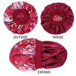 Satin Hair Wrap Manufacturer - Double Layer with Flower Pattern Elastic Women's