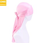 Durag Supplier - Thickened Custom Logo Bandana Silky Long Tail Solid