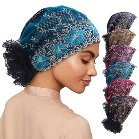 Turban Hat Manufacturer - Women Lace Flower Muslim Islamic African Pearl