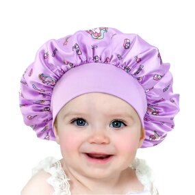 Satin Bonnets Factory - Cute Color Printing Wide-brimmed Sleeping Hat Night