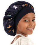 Satin Bonnets Factory - Butterfly Pattern Kids Size Sleeping Cap Wide Band
