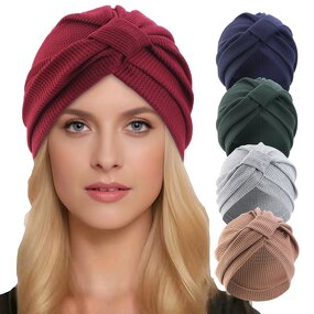 Headscarf Manufacturer - Winter Cotton Soft Knotted Style Solid Color Turban