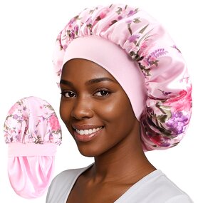 Satin Hair Wrap Manufacturer - Double Layer with Flower Pattern Elastic Women's