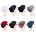 Head Wrap Supplier - Flower Turban Bandana Cancer Chemo Beanie Pleated