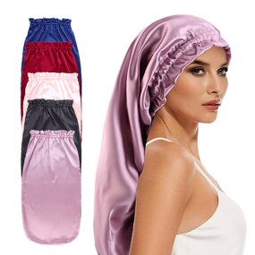 Satin Long Bonnet Supplier - Logo Custom Wide Elastic Band for Braids