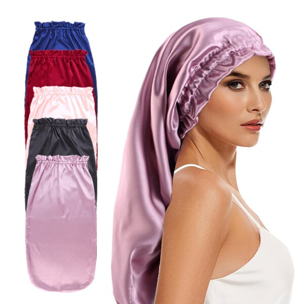 Satin Long Bonnet Supplier - Logo Custom Wide Elastic Band for Braids